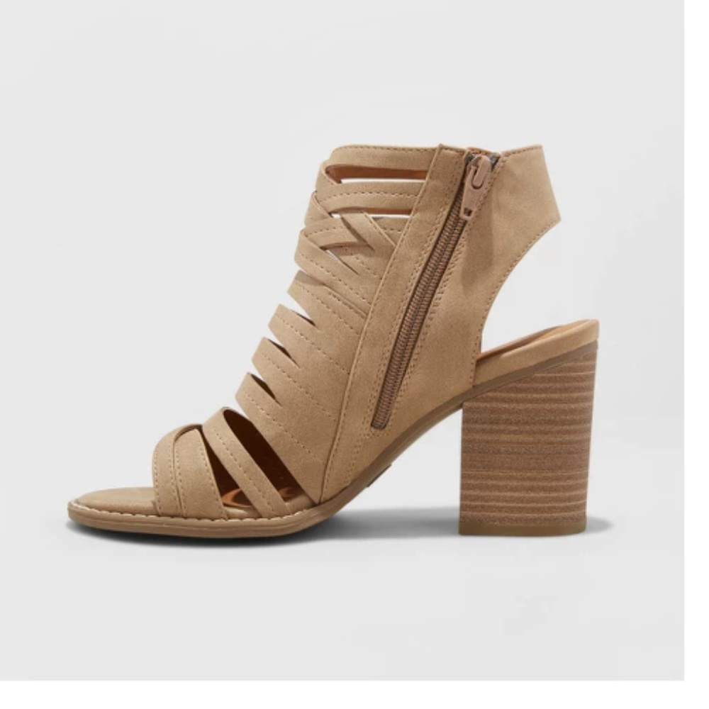 NWT Open Toe Heeled Pump Sandals-10 - Picture 3 of 4